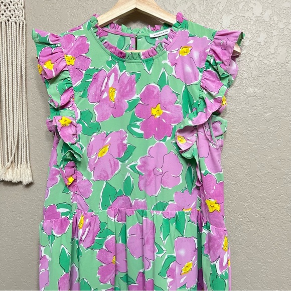 Staccato women sz M BRIDGET FLORAL TIERED RUFFLE DRESS - KELLY GREEN - Picture 6 of 12